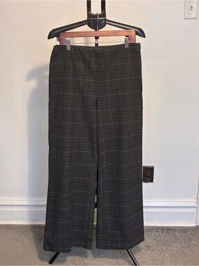 Vince Camuto grey plaid wide-leg stretch twill zip side dress pants size large